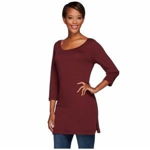 ISAAC MIZRAHI live 3/4 sleeve Tunic in dk. Grey. M